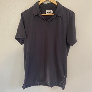 Pact Mens Polo Shirt Size Medium 100% Organic Cotton Washed Black Casual Work